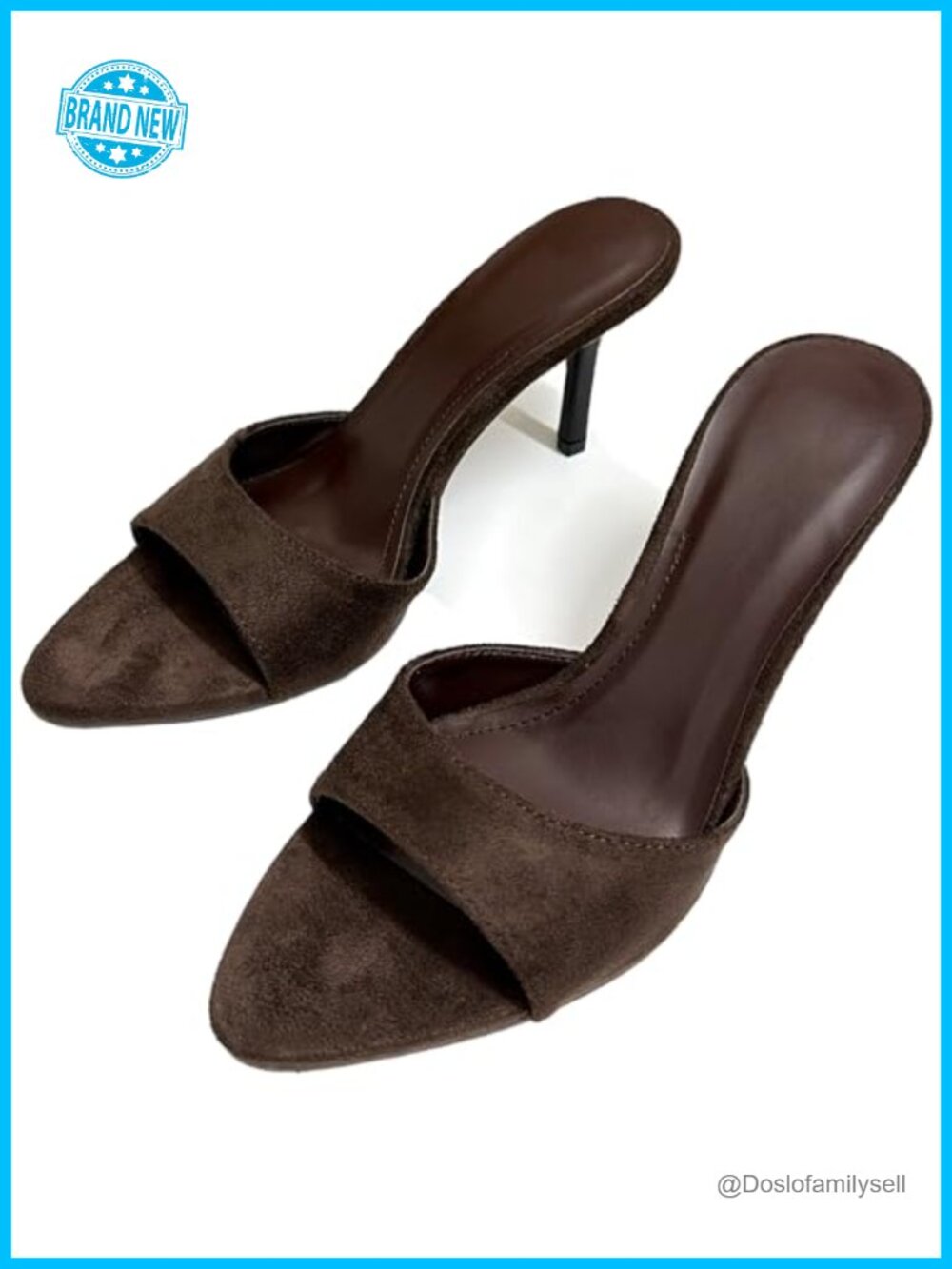 Suede Pointed Toe Stiletto Heel Mules Slip-On Backless Sandals for Party Prom